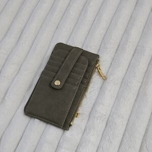 Madison West Olive Green  Card Wallet with Gold Hardware